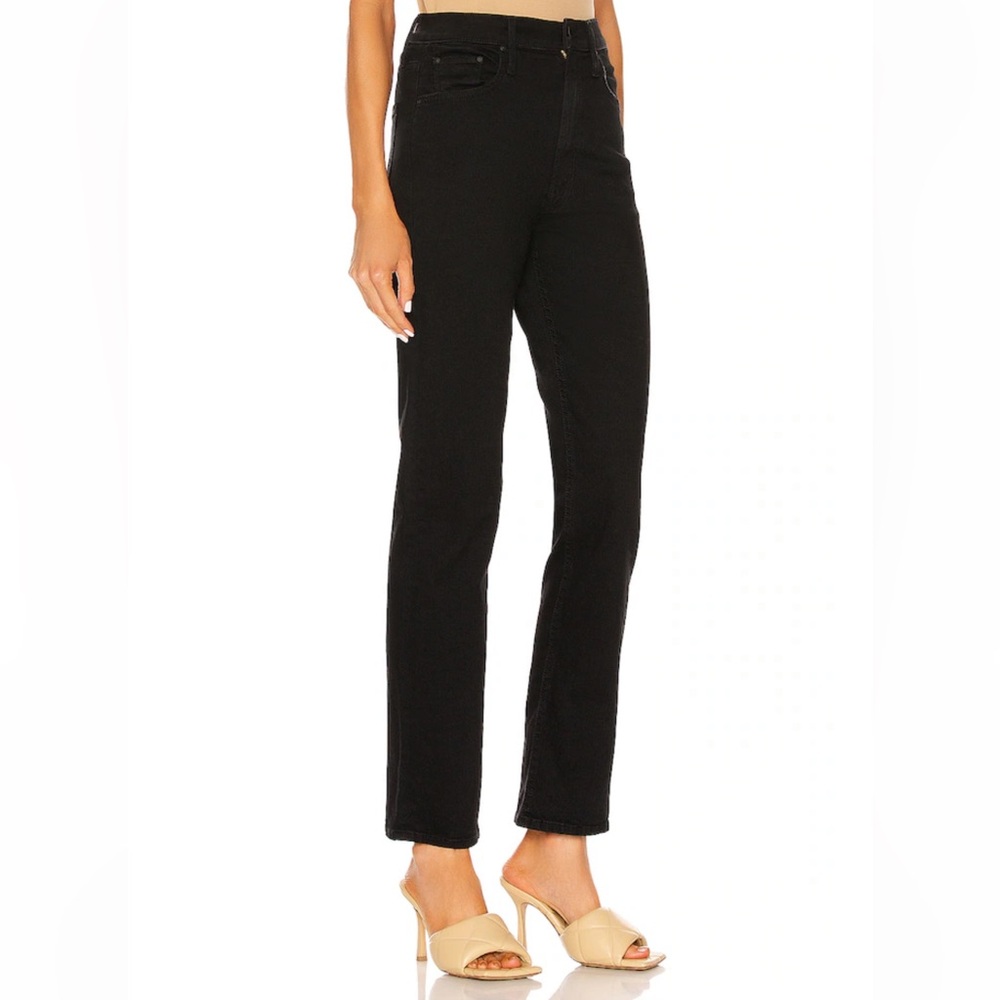 MOTHER High Waisted Rider Skimp Jeans — Black straight leg denim vintage style